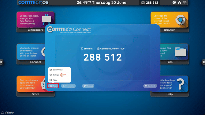 CommBox Connect - Menu and Settings