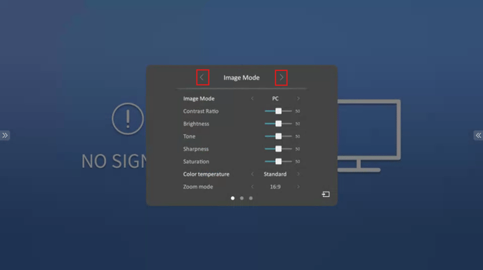 V3X arrows highlighted in inputs slider menu