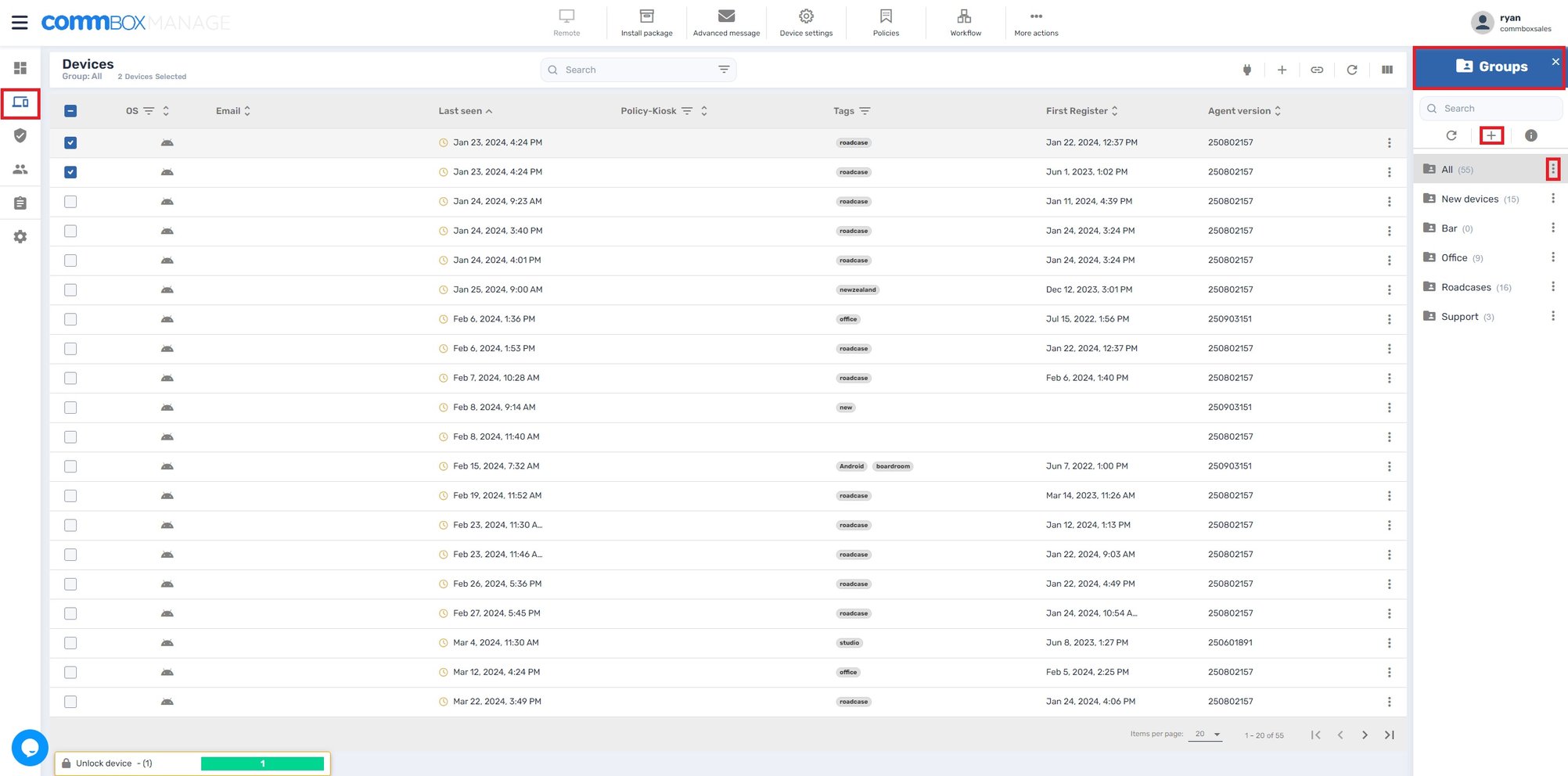 How do I manage my groups on CommBox Manage?